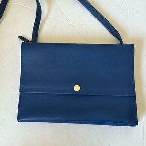 Elegant Blue Leather Crossbody Bag